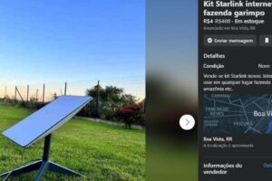 Imagem mostra marketplace do Google vendendo antena da Starlink