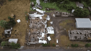 Destruição vista de cima em Xanxerê (SC)