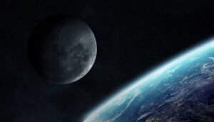 Representação artística da lua no perigeu – quando ela está mais próxima da Terra