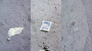 Objetos pessoais deixados por astronauta na Lua durante missão Apollo 16 da NASA