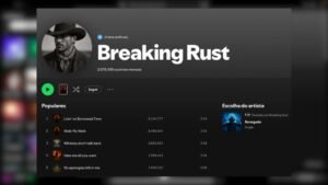 Página do artista criado com inteligência artificial (IA) Breaking Rust no Spotify