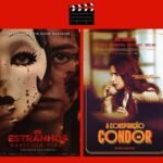 Montagem com pôsteres dos filmes Os Estranhos: Capítulo Final e Conspiração Condor, que estreiam no cinema em 9 de abril de 2026