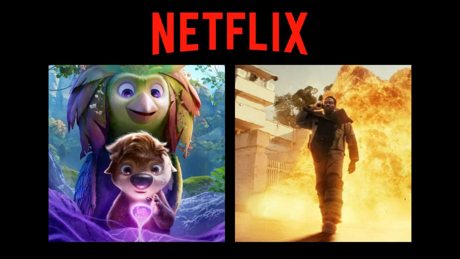Montagem com imagens do filme Como Mágica e da série Homem em Chamas, que estreiam na Netflix