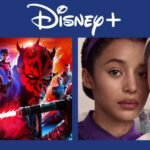 Tela do Disney+ com destaques da semana, incluindo animação de Star Wars com Darth Maul e série dramática com duas protagonistas em primeiro plano