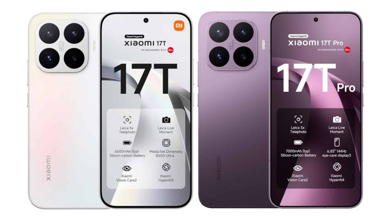 Smartphones 17T e 17T Pro da Xiaomi