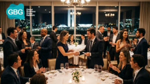 Empresários e executivos participam de jantar de networking promovido pelo GBG Network em Brasília.