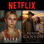 Montagem com pôsteres de filme sobre Elize Matsunaga e da série Ransom Canyon